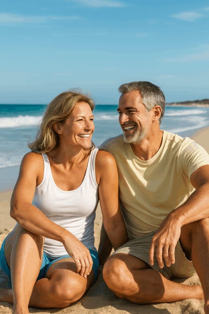 Healthy Couple Relaxing at New Jersey Beach